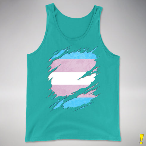 Transgender Pride Flag Ripped Reveal Premium Tank Top - Teal